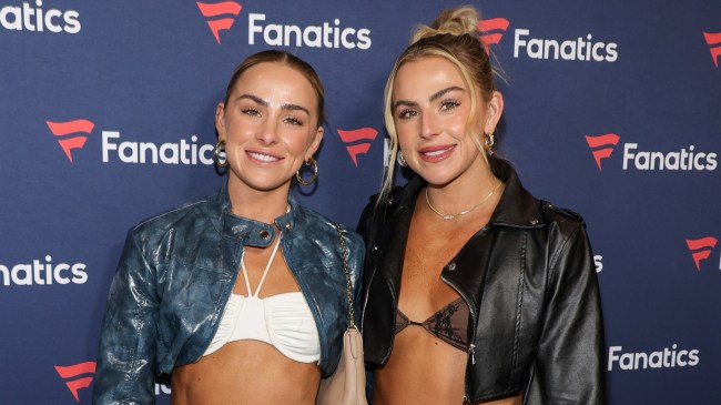 Haley and Hanna Cavinder attend a Fanatics Super Bowl party.