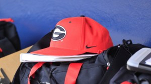 A University of Georgia baseball hat in the dugout.