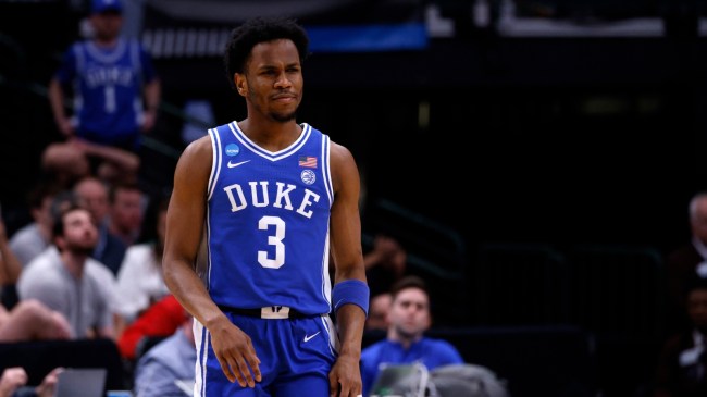 Duke guard Jeremy Roach reacts to a call on the floor.
