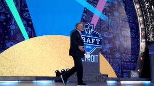Roger Goodell on stage at the NFL Draft.