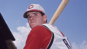 Pete Rose of the Cincinnati Reds, prior to a game in 1965