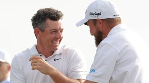 Rory McIlroy and Shane Lowry celebrate a win at the Zurich Classic.