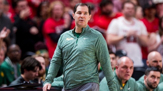 Scott Drew on the sidelines during a Baylor basketball game.