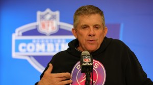Sean Payton speaks to the media at the NFL Combine.