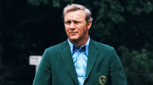 Arnold Palmer wearing green jacket he won at The Masters