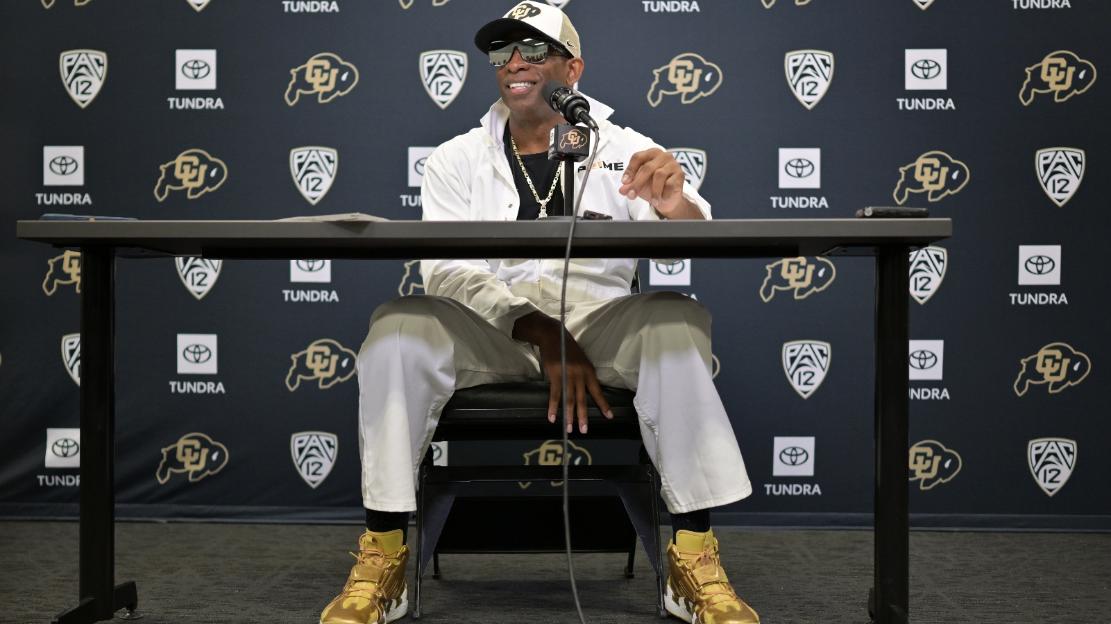 Deion Sanders doing a press conference