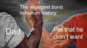 meme about the bond between dad and his dog