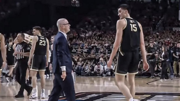 Dan Hurley & Zach Edey Get Heated On The Court During National Championship Game