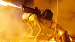robot dog with flamethrower