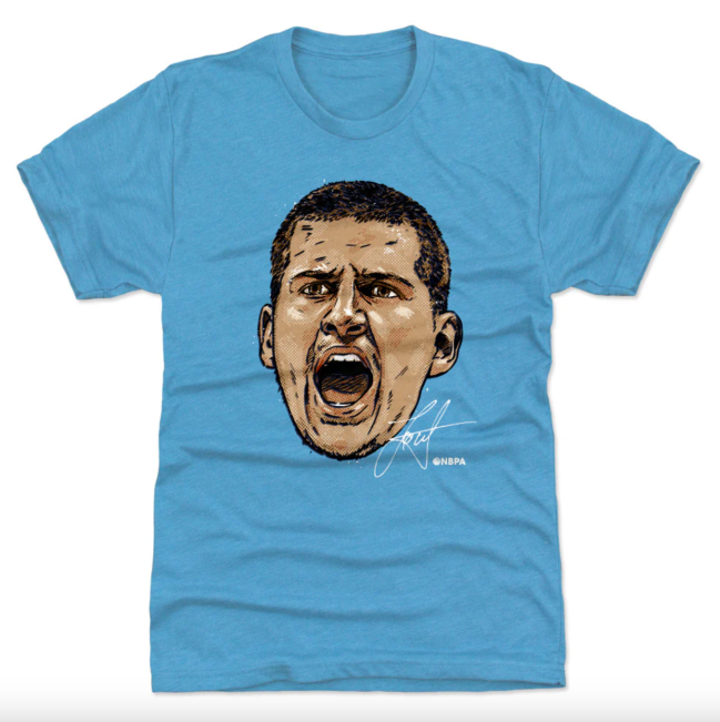 Nikola Jokic Scream T-Shirt; shop 500 Level for the NBA playoffs