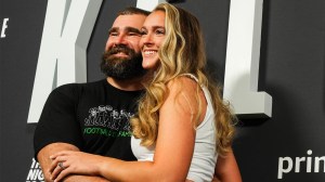 Jason with Kylie Kelce during documentary premiere