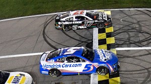 Kyle Larson takes the checkered flag over Chris Buescher NASCAR
