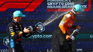 Lando Norris and Max Verstappen on 2024 Miami Grand Prix Podium