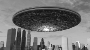 Large UFO over a city