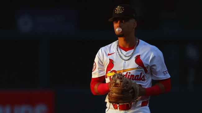 St. Louis Cardinals SS Masyn Winn on the field.