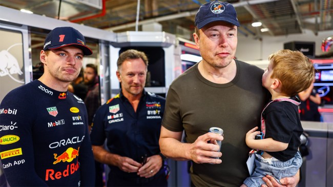 Max Verstappen Christian Horner Elon Musk garage F1 Grand Prix of Miami