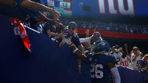 Saquon Barkley with New York Giants fans