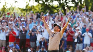 Xander Schauffele celebrates after winning the PGA Championship.