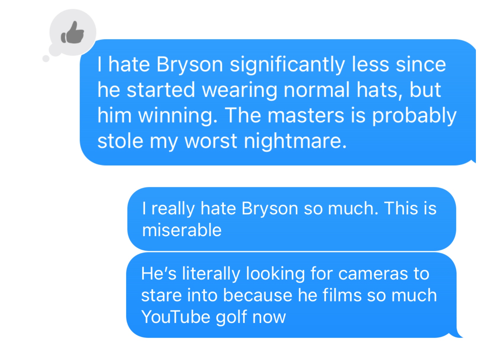 Bryson DeChambeau texts