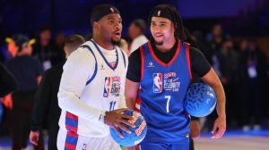 cj stroud and micah parsons playing basketball at the nba all star game