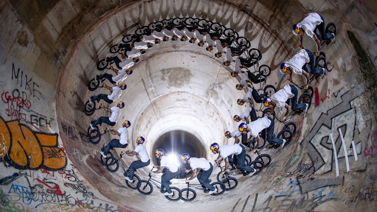 BMX Rider Lands World's Biggest Loop Inside A Huge Sewer Drain