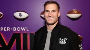 kirk cousins in a varsity jacket at the super bowl
