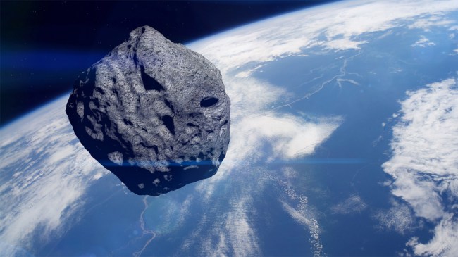 Asteroid approaching planet Earth