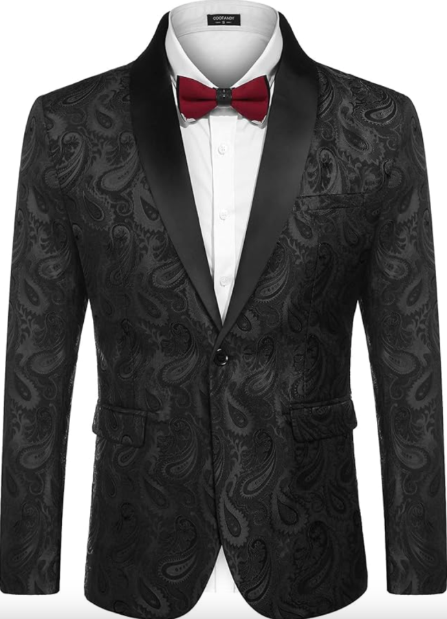 Coofandy Men's Floral Tuxedo Jacket for Paris Fashion Week