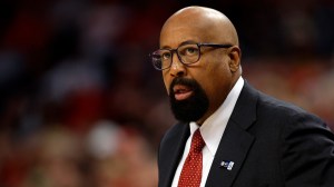Indiana head coach Mike Woodson on the bench during a game.