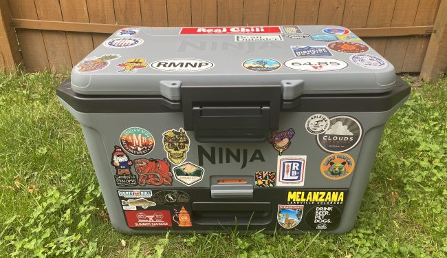 Ninja cooler with stickers