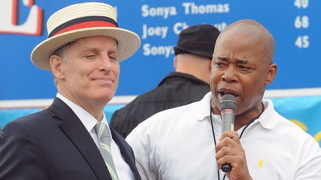 Eric Adams at Nathan's Hot Dog Eating Contest