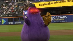 Mets Fans Embrace Grimace As Their New God As Team Is Undefeated Since He Threw Out 1st Pitch