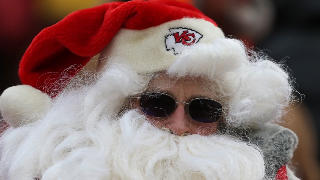 Kansas City Chiefs fan in Santa costume