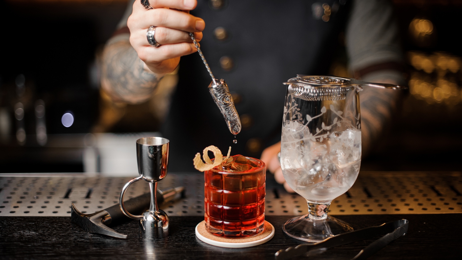 speakeasy bar making craft cocktails