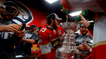 Florida Panthers Are Pouring Beer Out Of The Stanley Cup From Second Floor Of Famous Ft Lauderdale Bar