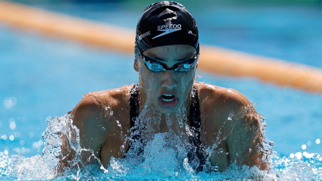 Ana Carolina Vieira of Brazil competes in the Womens 100m Breaststroke