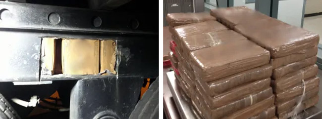 CBP officers at the Calexico cocaine meth hidden in tractor trailer frame