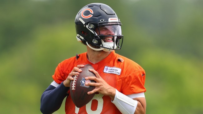 Caleb Williams during offseason camp with the Chicago Bears.