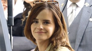 Emma Watson is seen during the Milan Fashion Week