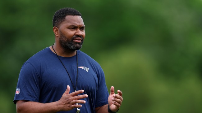 Patriots head coach Jerod Mayo at practice.