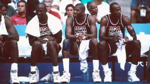 Michael Jordan Magic Johnson and Clyde Drexler of Team USA the Dream Team