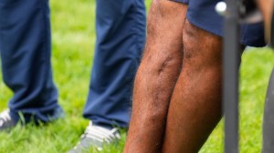 A view of Tiger Woods' legs at the US Junior Amateur Championship.