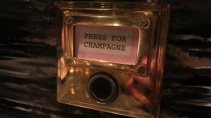 Bob Bob Ricard 'press for champagne' button at champagne bar in London