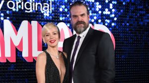 david harbour and lily allen in formal wear
