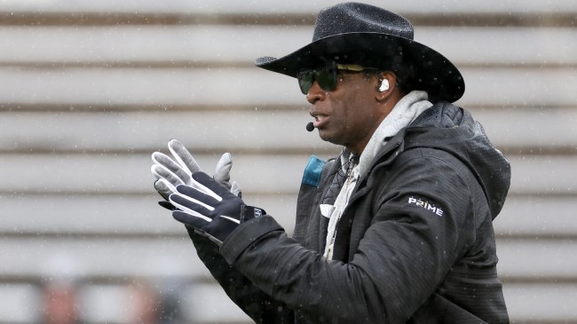 Deion Sanders watches the Colorado spring game.