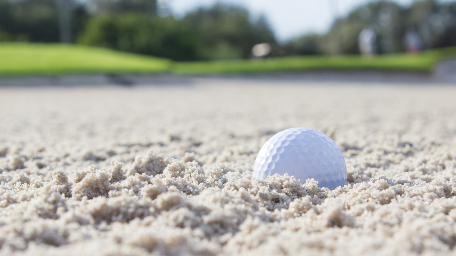 golf ball in a sand bunker