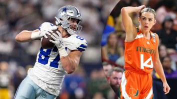 Haley Cavinder Panicked Cowboys Fans With Hip Drop Tackle After Getting Bodied By Jake Ferguson