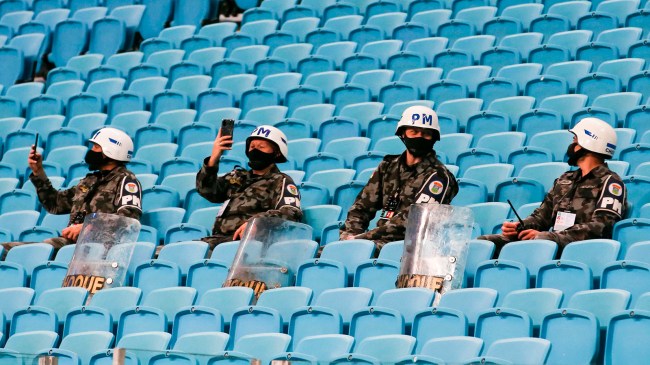 Military police at soccer game in Brazil