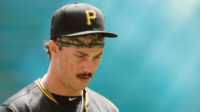 Paul Skenes walks off the field during a Pittsburgh Pirates game.