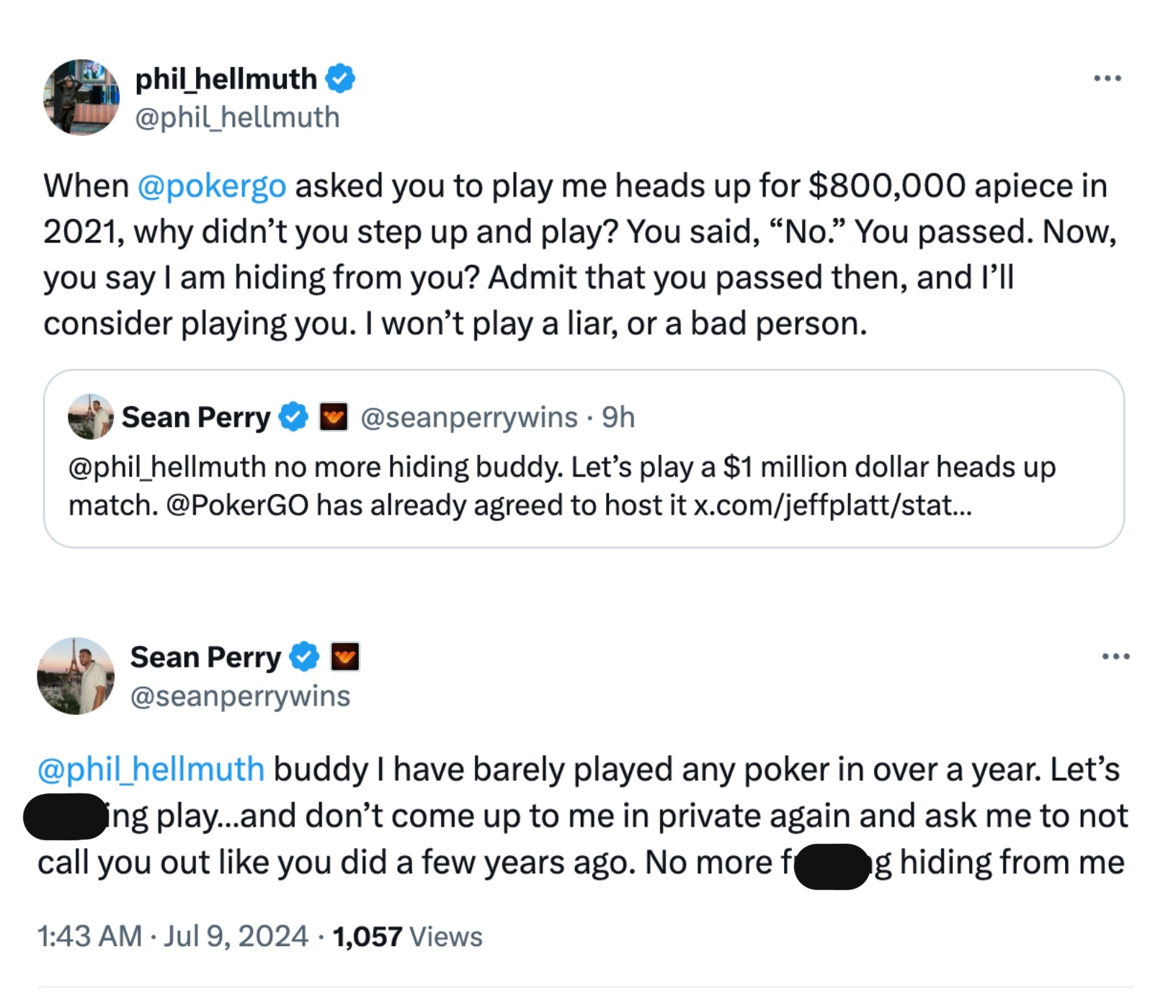 Sean Perry challenges Phil Hellmuth to heads-up poker